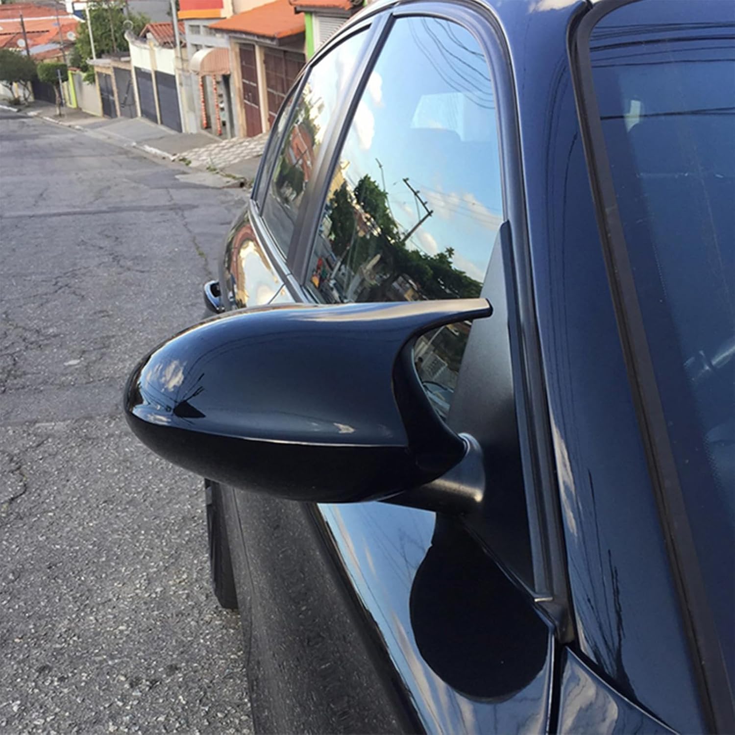 Side Mirror Cover Caps Compatible with B-MW E90 E91 2006-2008, E90 E91 Pre-LCI Door Rearview Mirror Cap Replacement for 328i 325i,Bonus Blind Spot Mirrors Included (Glossy Black)