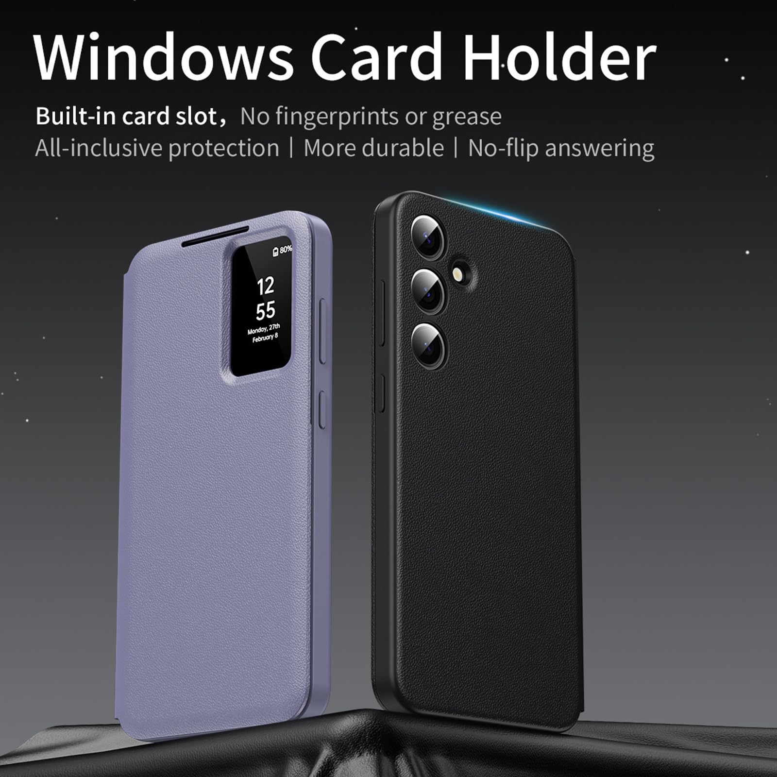 Etui do Samsung Galaxy S26 Ultra/S26+/S26, inteligentne okienne, skórzane, na telefon komórkowy, z klapką, odporne na uderzenia, fioletowe, S26+