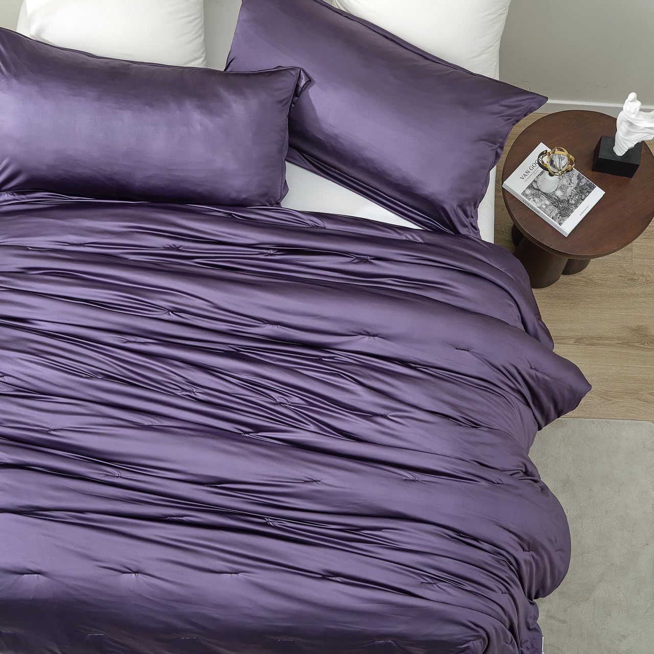 Coma Inducer Satin Summer Oversized King Comforter Set - Purple Plumeria
