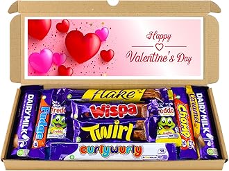 Valentines Day Gift | Letter box Chocolate Gift Selection Box | 10 Fullsize Dairy Milk Chocolate bars | Ideal Valentines Gifts For Him & Her (Pink Hearts)