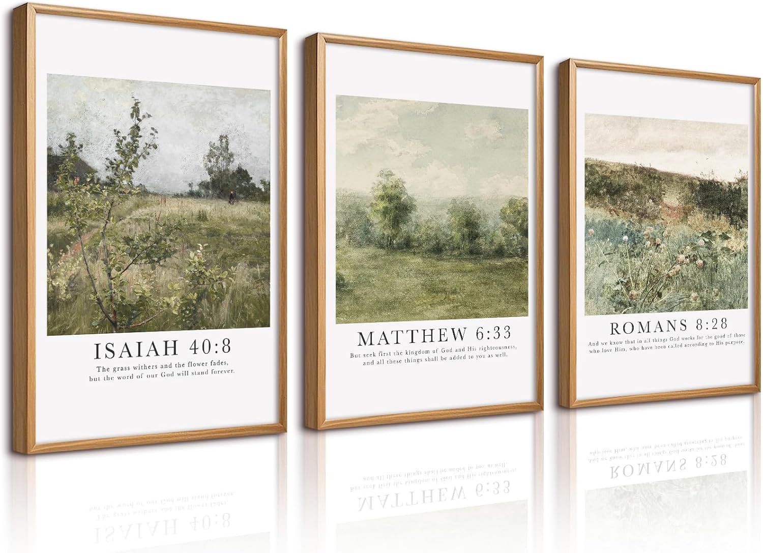 Christian Bible Verse Wall Art Decor Scripture Floral Canvas Painting Jesus Religious Wall Art Vintage Aesthetic Landspaces Pictures Modern Christian Artwork for Living Room 16x24x3 Inch Unframed 16x24 Inch Unframed Green Scenery Prints