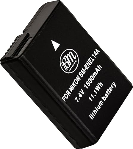 BM Premium Batería EN-EL14A para Nikon D3100, D3200, D3300, D3400, D3500, D5100, D5200, D5300, D5500, D5600, DF, Coolpix P7000, P7100, P7700 Digital