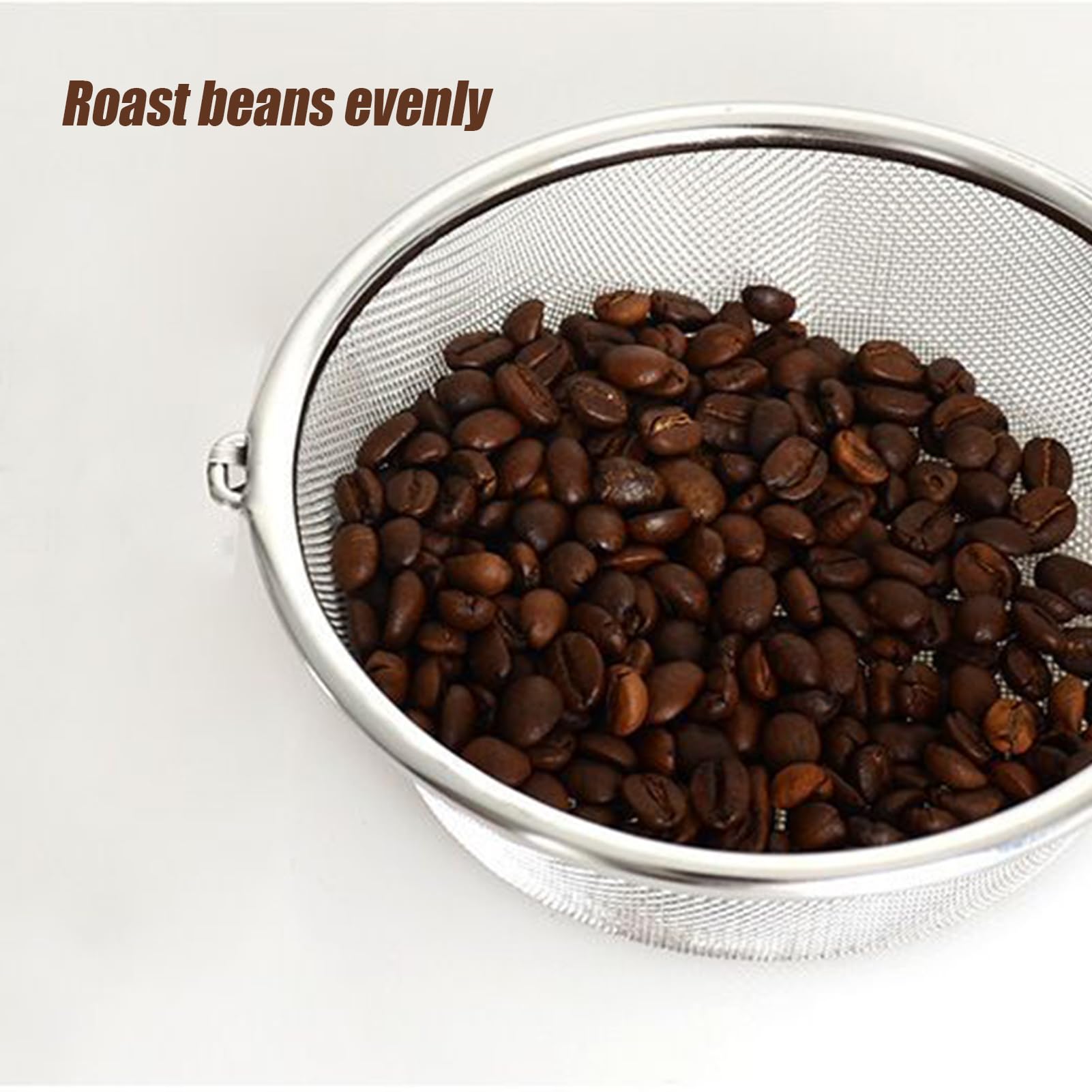 Générique Home Coffee Roaster, Edelstahl, Manual Tool, Even Roasting, Heat-Resistant Handle, Sturdy Mesh Drum, Easy to Clean, Kitchen Dining Use, Household Cafe Picnic. 17,4 x 14,1 cm