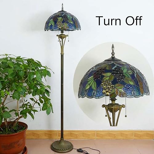 Miniatura 4 de Tiffany - Pantalla de repuesto con tapa, pantalla de cristal de uvas mediterráneas, cuentas de cristal, hoja verde, azul, chimenea, solo para