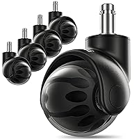 Vista 1 de Lifelong Ruedas de repuesto de goma para sillas de oficina, ruedas resistentes de 2 pulgadas para suelos de madera dura y alfombras, juego de 5