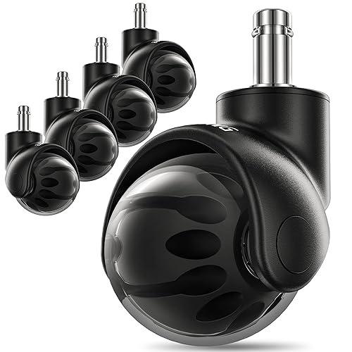 Lifelong Ruedas de repuesto de goma para sillas de oficina, ruedas resistentes de 2 pulgadas para suelos de madera dura y alfombras, juego de 5,