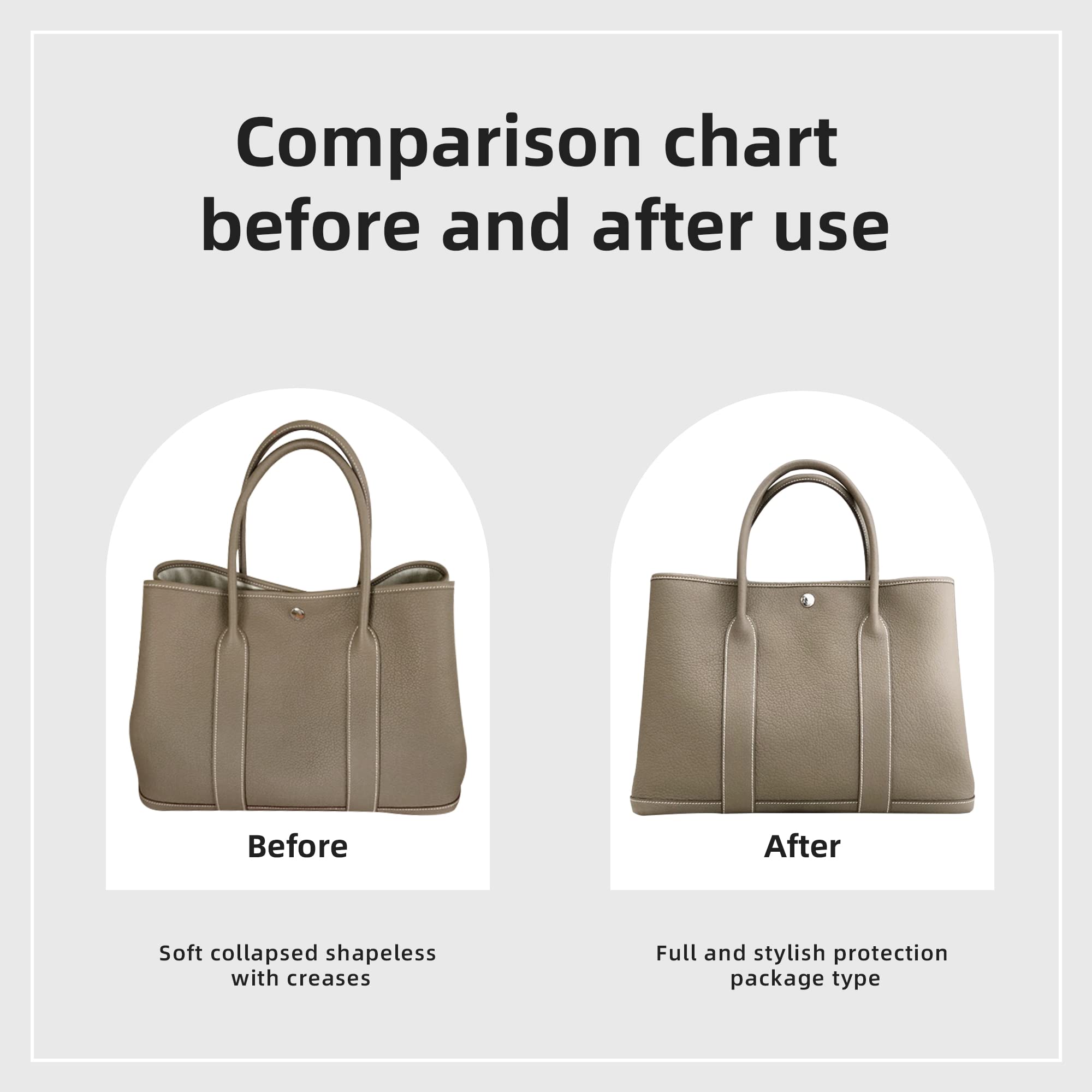 DGAZ Seidiger Handtasche Tasche Organizer, Luxuriöser Handtaschen und Tote Organizer, Simplicity Tasche in Tasche Organizer für Garden Party 30/36 Taschen (Gris Tourterelle, GP36)