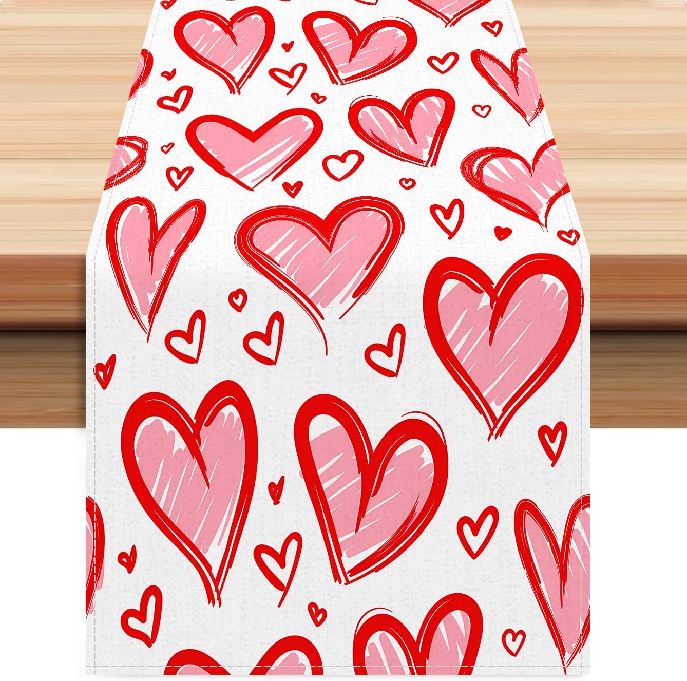 Amazon.com: Love Heart Valentine’s Day Table Runner Pink Kitchen Dining ...