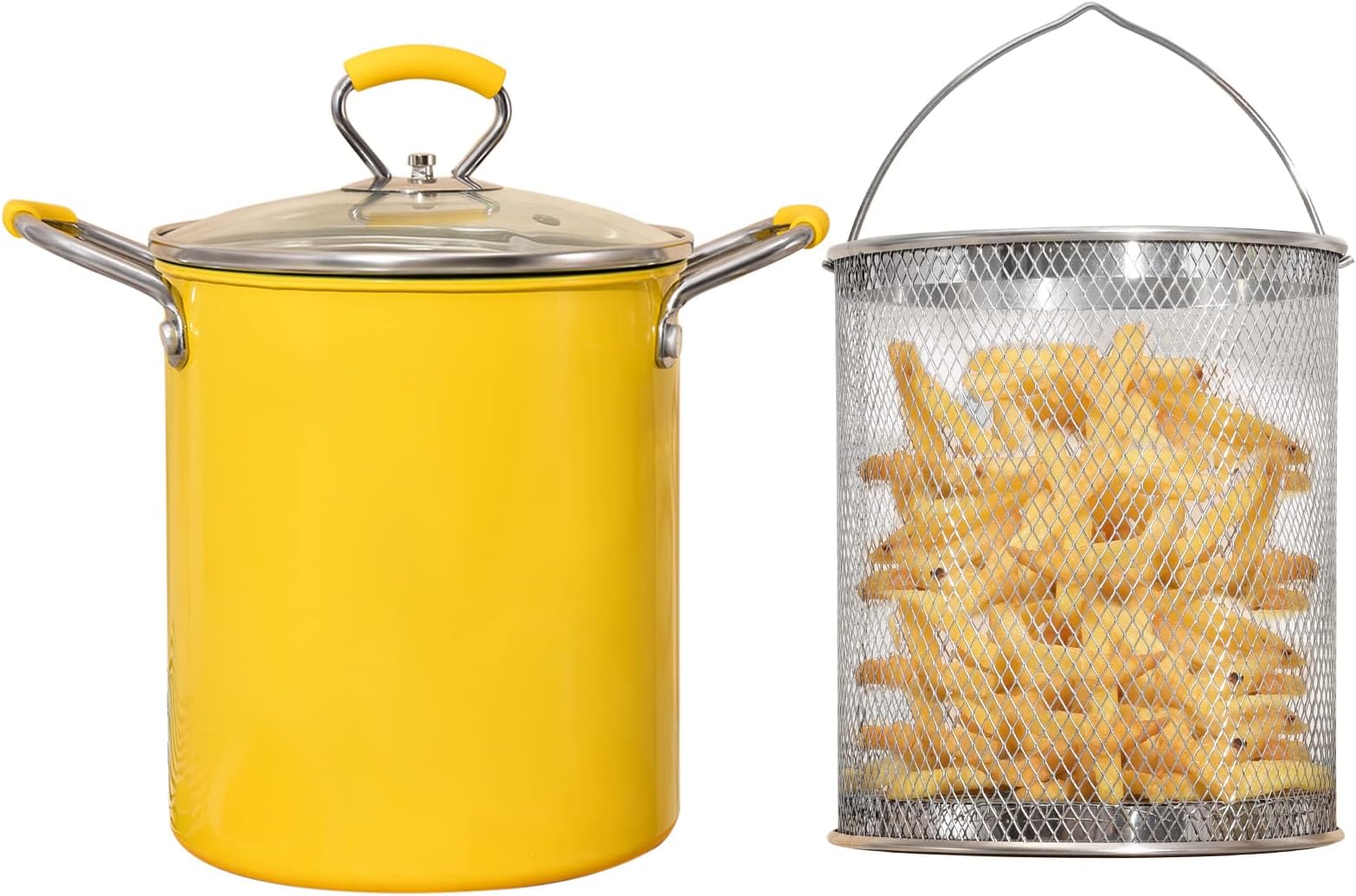 Premier Housewares 102102 5L Deep Fat Fryer Enamel Chip Pan Fryer Glass