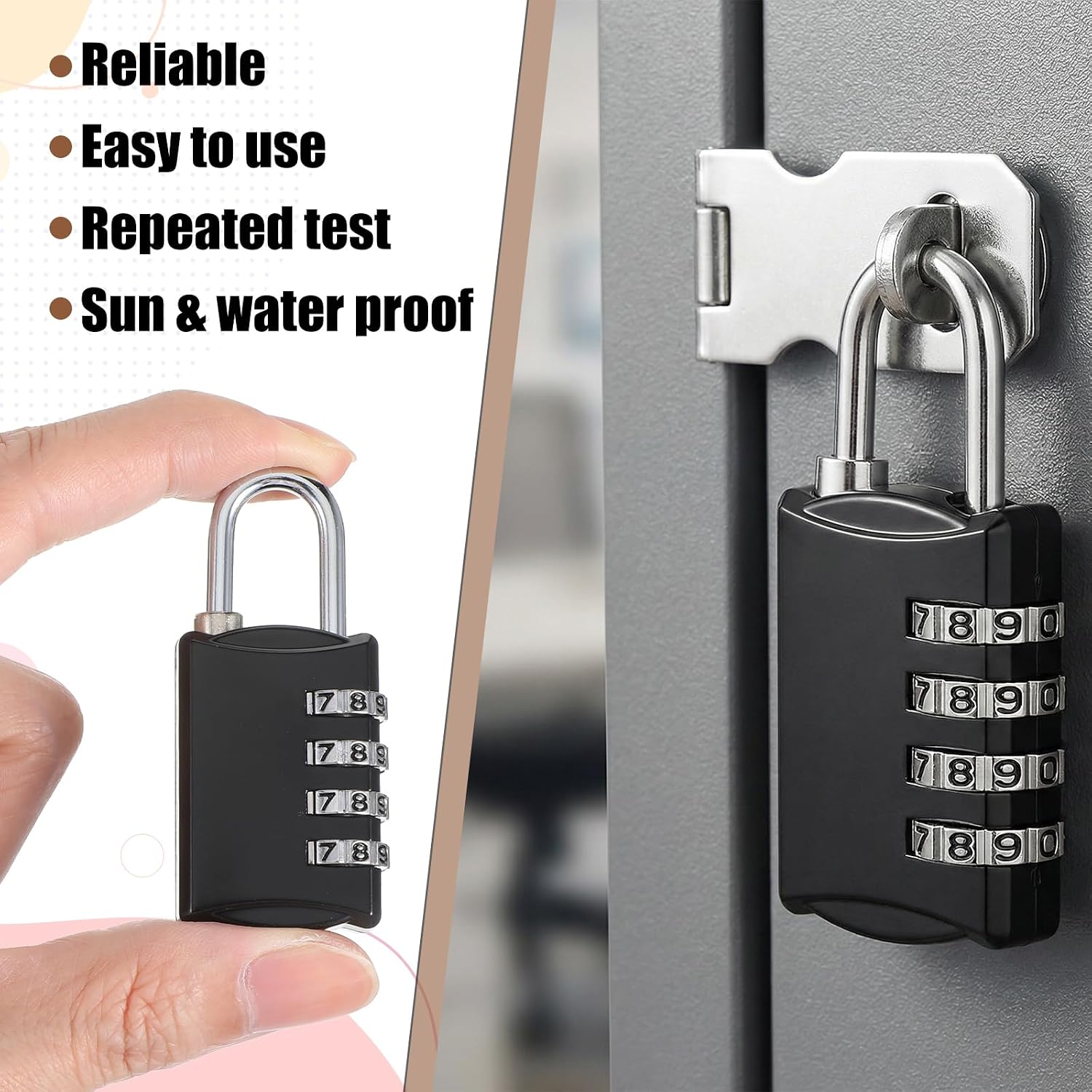 15 Pack 4 Digit Combination Lock Padlock, Waterproof Resettable Outdoor Security Lock for Gym Locker, Toolbox, Fence, Gate, Suitcase, Hasp Storage, School, and Luggage, Hardened Steel
