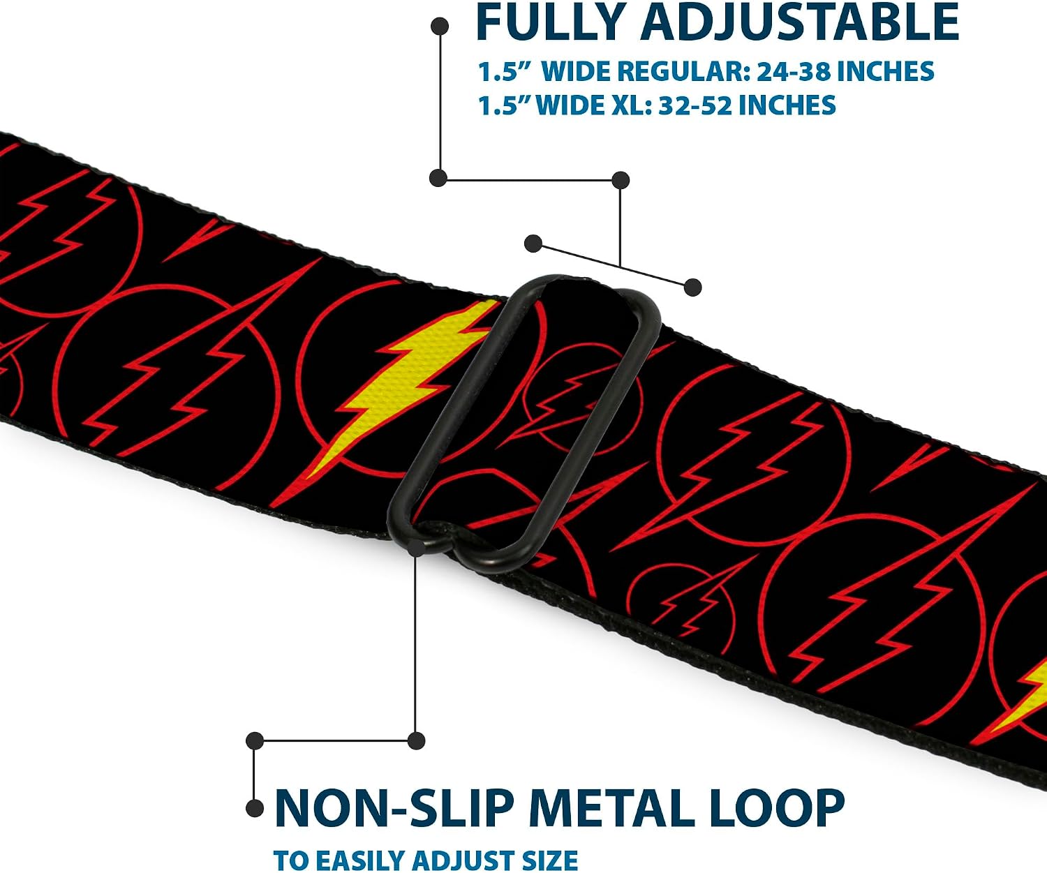 Buckle-Down Kids' Belt Seatbelt Buckle the Flash Logo13 Scattered Black Red Yellow Youth 20 to 36 Inches