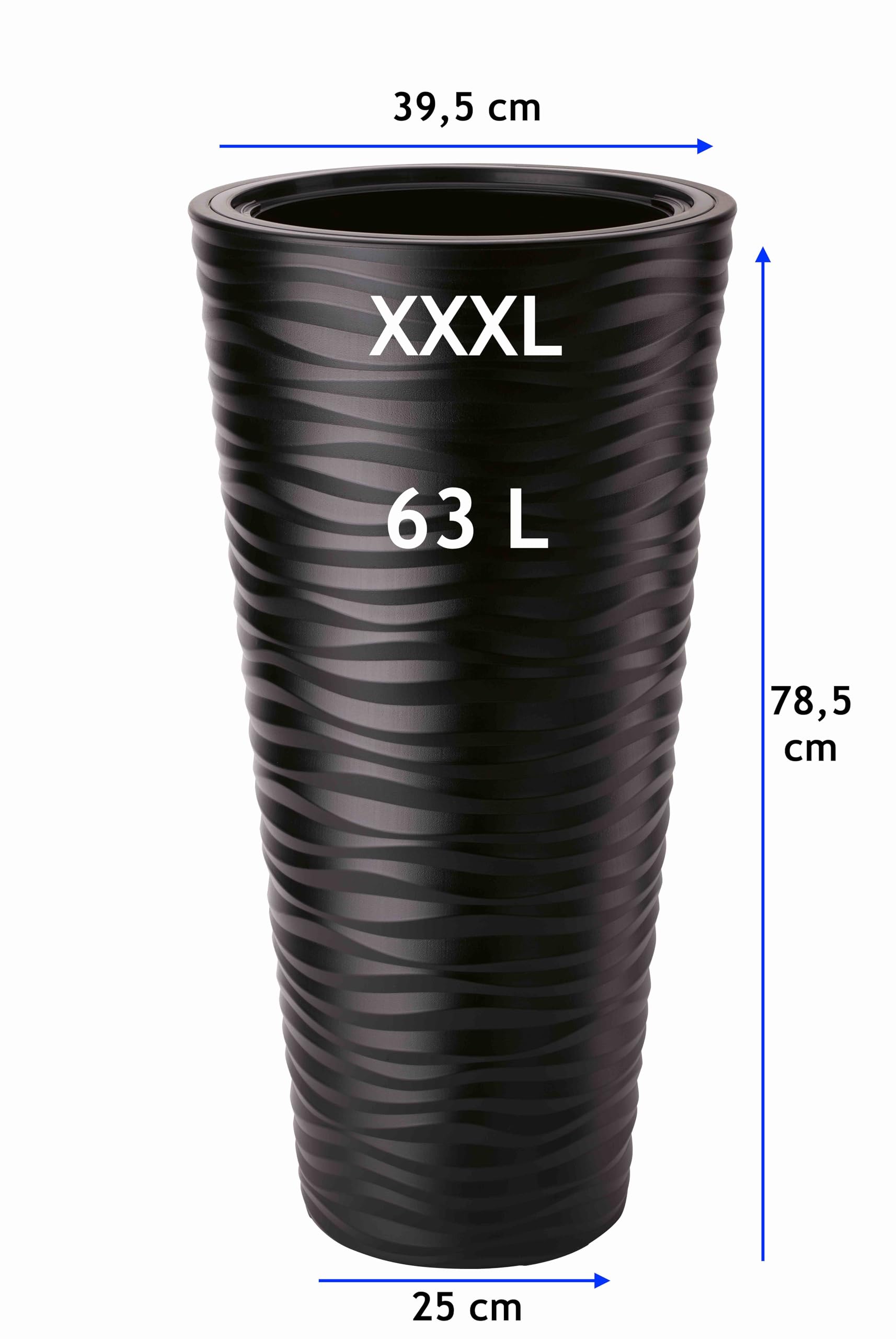 MELTOM Fioriera a forma di onda, sottile, rotonda, effetto 3D, set da 2: XXL, 3XL, nero (nero)