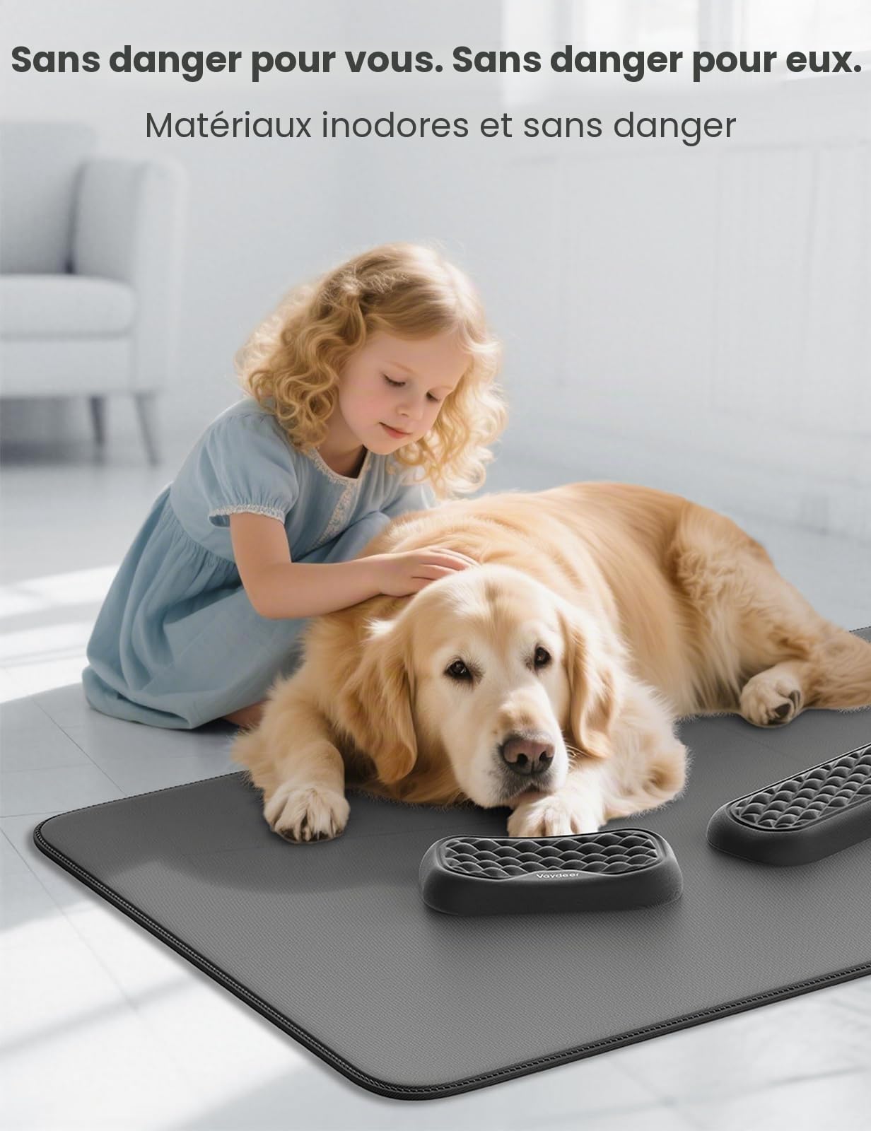 VAYDEER Set 3-en-1 clavier et souris en mousse à mémoire, Noir