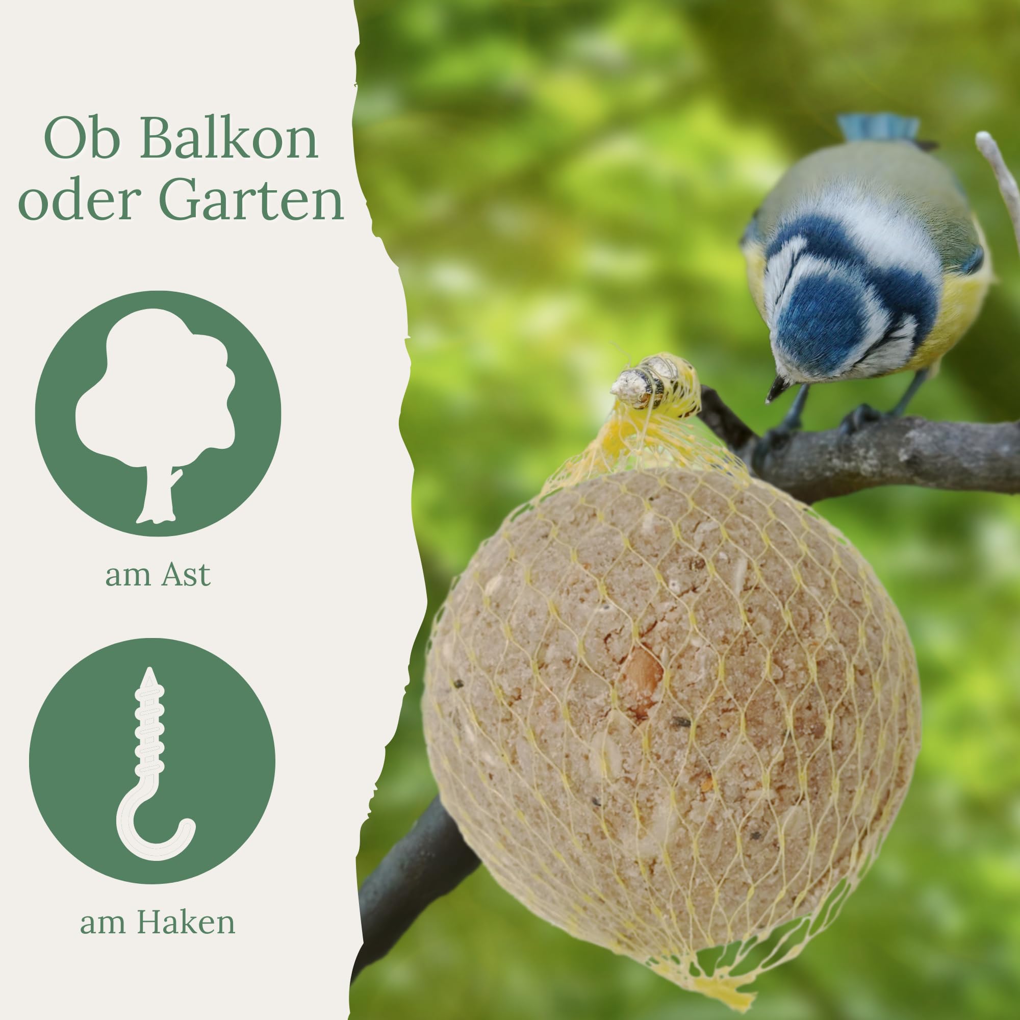 Orni Riesen Meisenknödel mit Insekten 500g | 12 Stück | Leckerer Insektenknödel mit Netz zum Aufhängen | beliebt bei Amseln Meisen und Co | Ganzjahresknödel für Winter, Frühjahr und Sommer