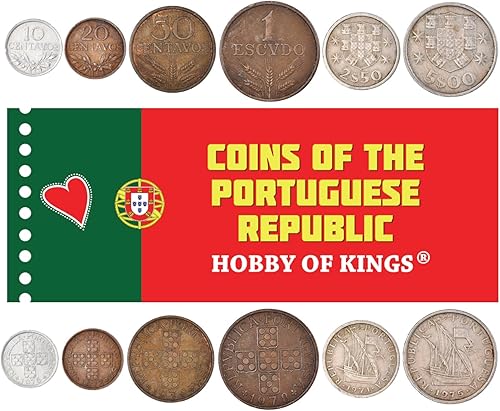 Miniatura 3 de 7 Monedas de Portugal  Colección de Monedas Portuguesas 1 5 10 20 50 100 200 Escudos  1986-2001  Pedro Nunes  Garcia De Orta  Barco  Brújula náutica