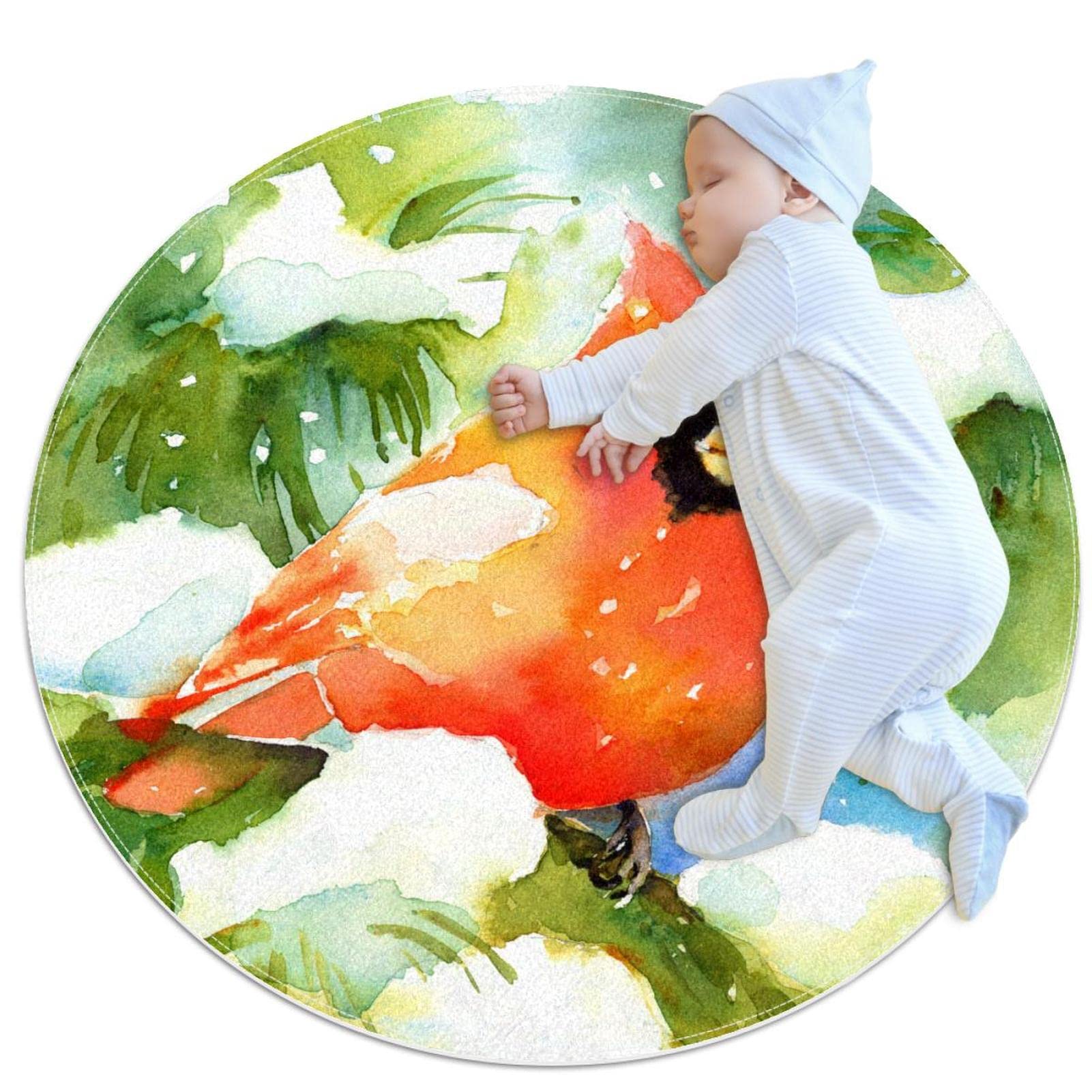 Tapis rond de cuisine et entrée Oiseau des neiges 31,5x31,5 po