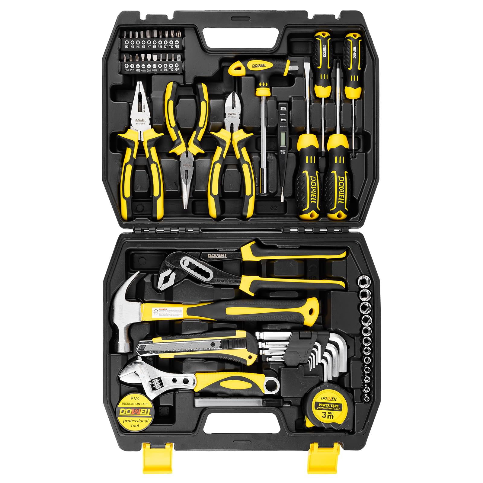 DOWELL Tool Set Tool Kit 62PCS Homeowner Tool Set Wrench Pliers Screwdriver Set Repair Tool Kit