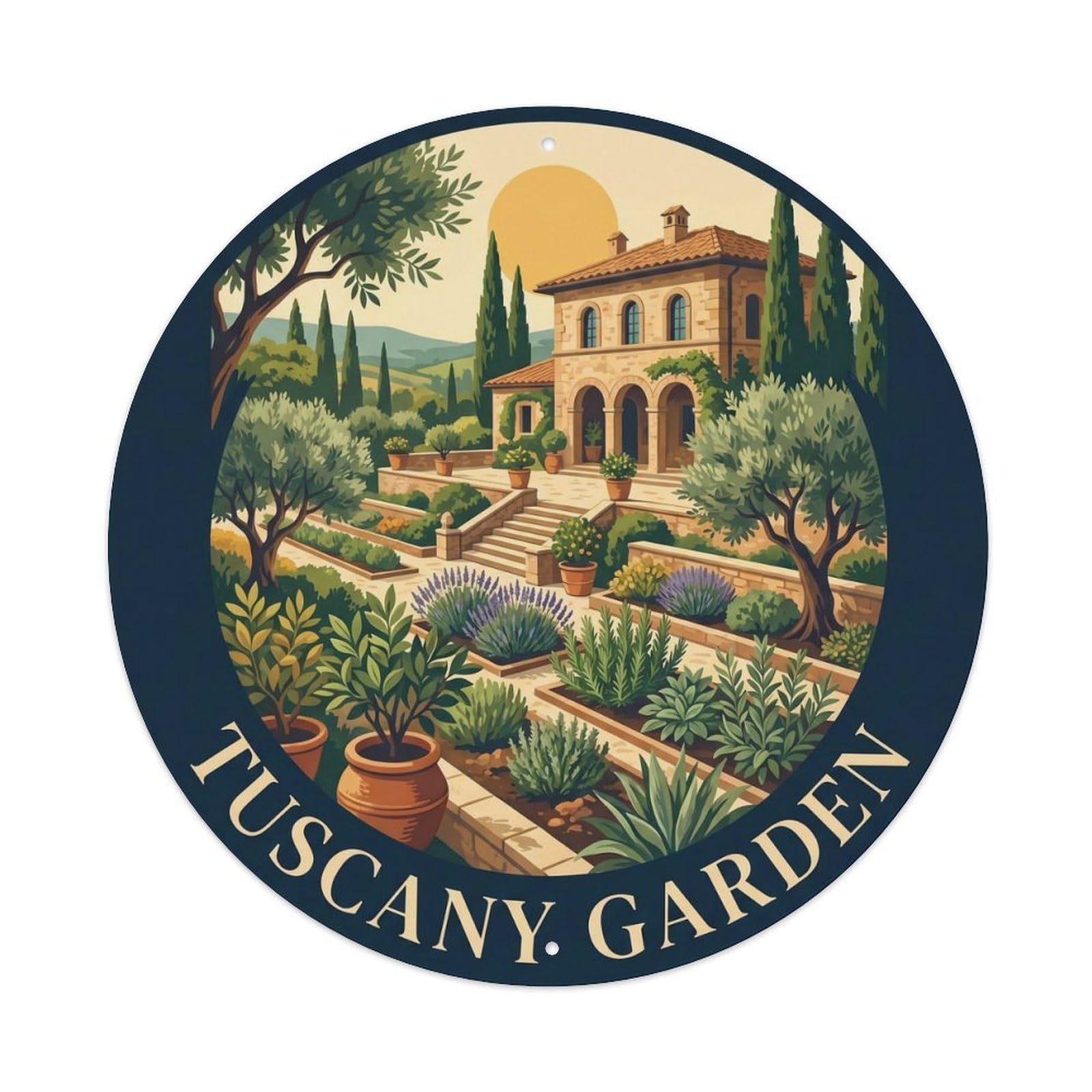 Retro Tuscany Italy Botanical City Landmark Travel Metal Tin Sign