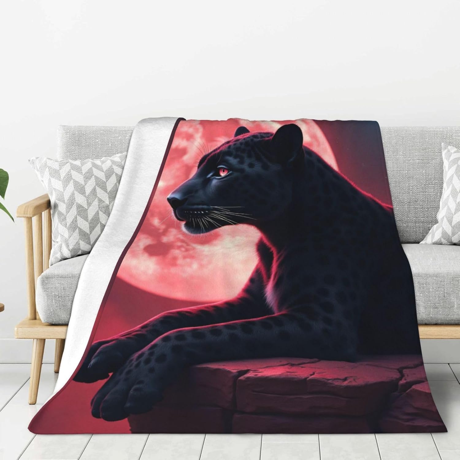 Cool Panther Print No.6 Throw Blanket for Couch Sofa Bed, Super Soft Lightweight Cozy Fuzzy Warm Flannel Plush Throw Blanket 80x60 - All Season Use