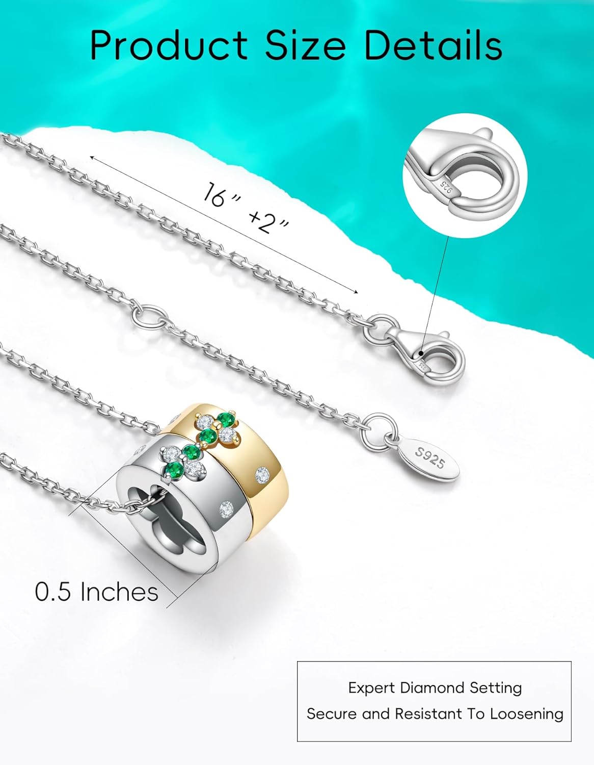 Premium Clover Necklaces for Women Dainty Pendant Gifts|Lab-Grown Moissanite|Lab-Grown Moissanite|14K Gold Plated S925 Sterling Silver Non Tarnish - Image 6