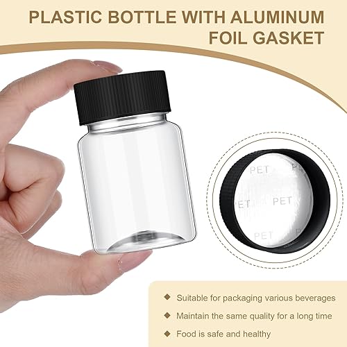 Miniatura 2 de Lallisa 50 botellas de plástico de 2 onzas con tapas, mini botella de jugo transparente con tapa, recipientes de jengibre reutilizables a prueba de