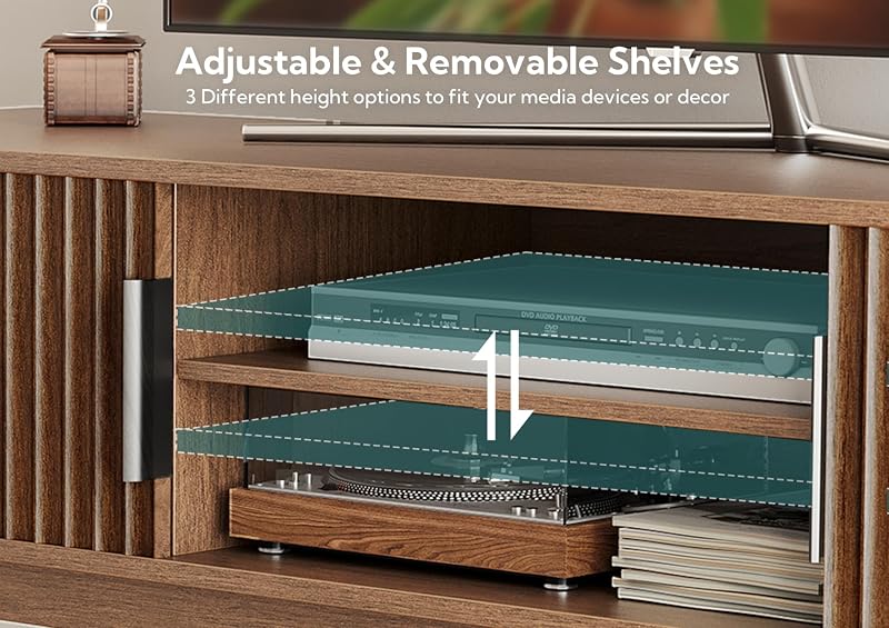 Claiks Mid-Century TV Stand, 59 Inch, Oak image 6