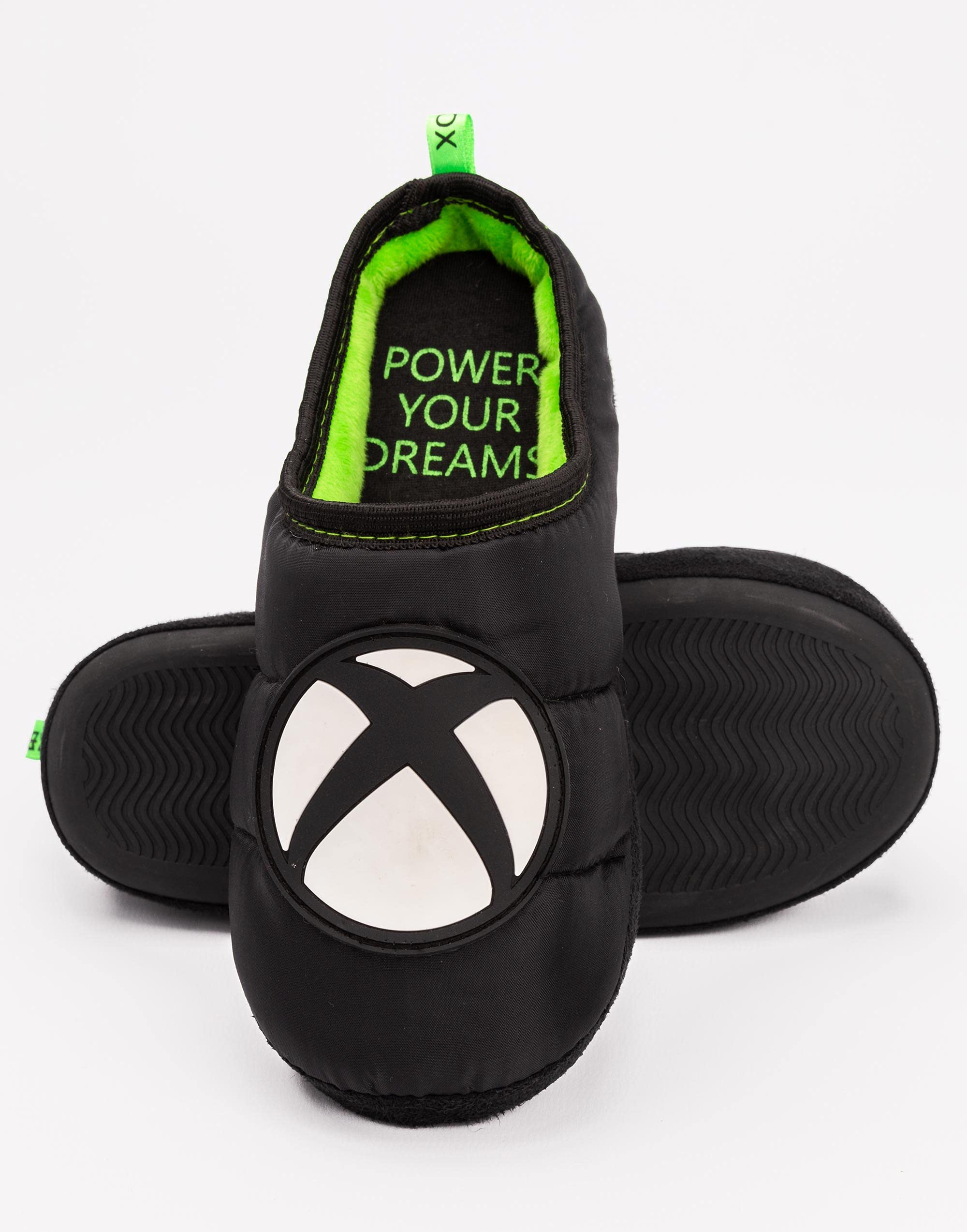 Kapcie Xbox Chłopcy Dzieci Nastolatki Konsoli Gry Logo Zielone Czarne Buty