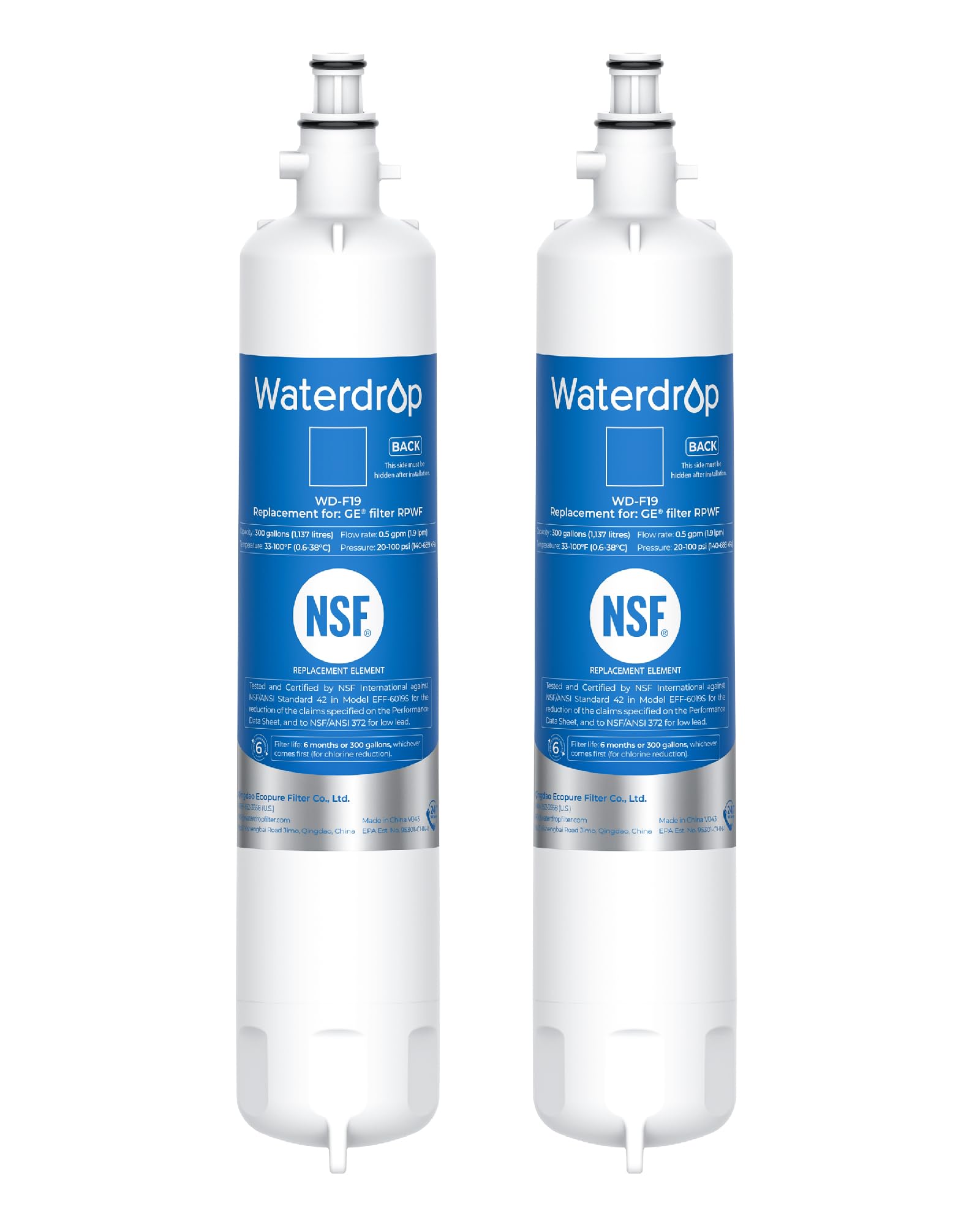 Waterdrop MPF15350 Replacement Refrigerator Water Filter (2-Pack)