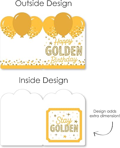 Miniatura 5 de Big Dot of Happiness Golden Birthday – Tarjeta de felicitación gigante de feliz cumpleaños – Tarjeta jumborifica de forma grande – 16.5 x 22 pulgadas