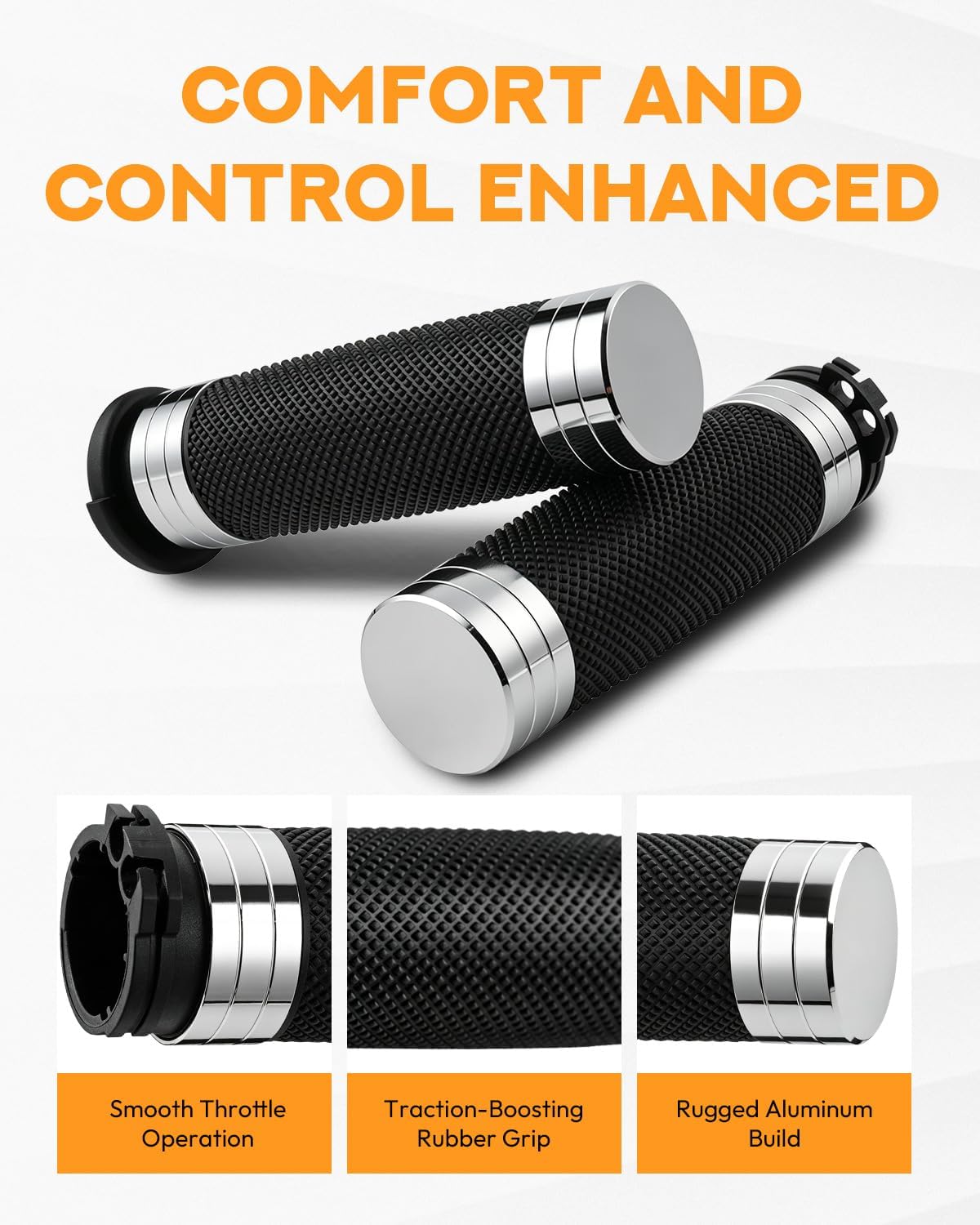 PBYMT 1inch Hand Grips, Cable Throttle Control Handlebar Grips Fit for Harley 2008-2013 XR, 1996-2007 Touring, 1996-2017 Dyna (Except FXDLS), 2002-2017 VRSC, 1996-Later XL