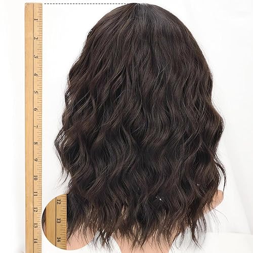 Miniatura 3 de AISI HAIR Peluca sintética rizada y ondulada de color marrón natural con flequillo para mujer, 21-23 pulgadas