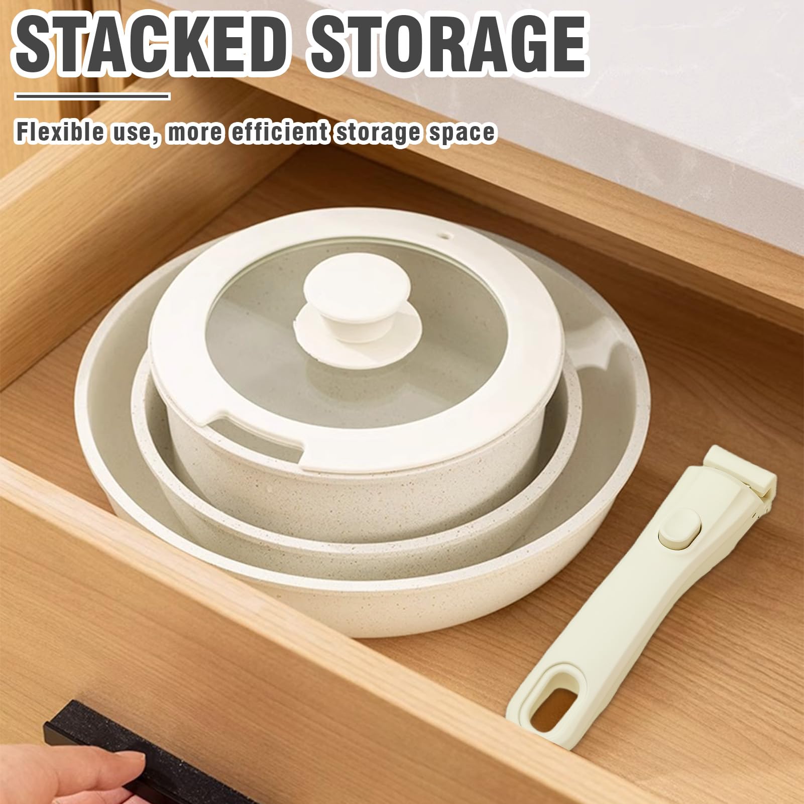 Set De 3 Casseroles Camping Induction – 16,18,20 Cm – Poignées Amovibles – Revêtement Céramique Antiadhésif Sans PFOA – Pour Tous Feux (gaz, Induction, électrique)