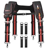 Heavy Duty Tool Belt Suspenders – Adjustable X-Back Padded Shoulder Harness with Universal Hooks – Tactical Work Suspenders for Electricians, Carpenters, Construction