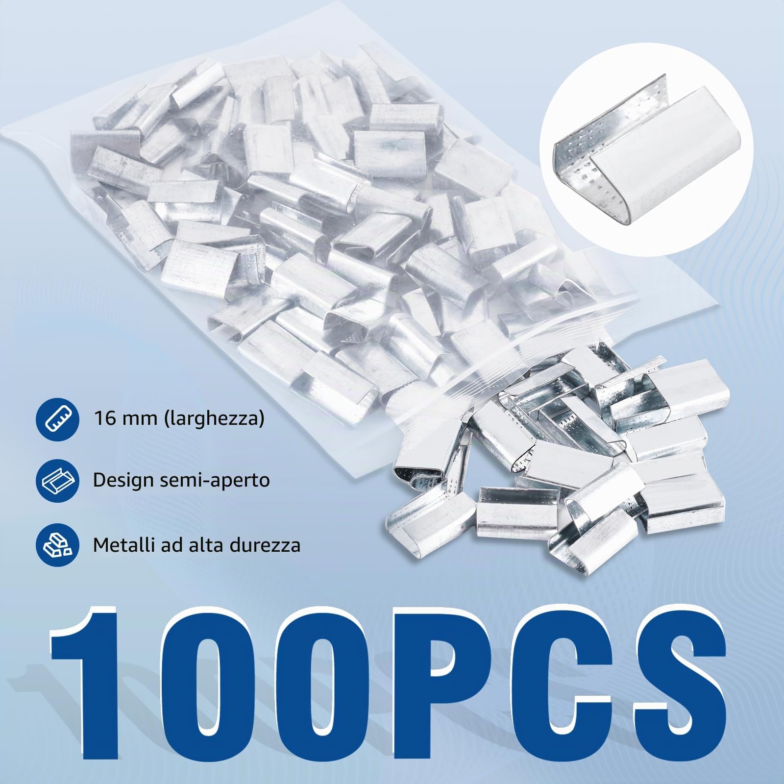 BAOSHISHAN Set di reggiatura manuale per impacchettamento per pallet resistente (1 tenditore, 1 sigillante, reggiatura in PET/poliestere da 200 metri, 100 fibbie, 20 angoli di imballaggio, 1 guanti)