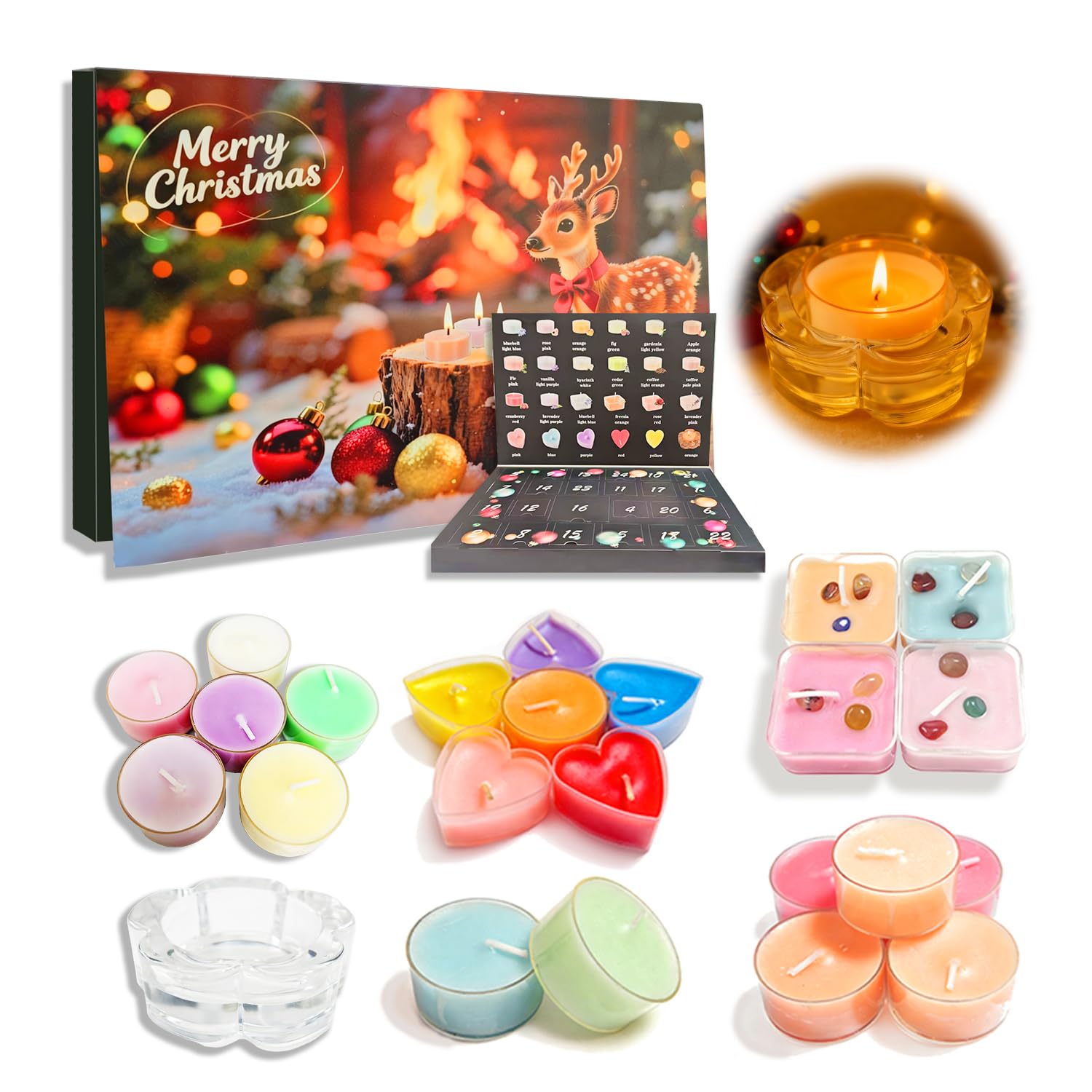 Calendrier De L'Avent 2025 – 24 Bougies Parfumées En Cire De Soja – Coffret Luxe Pour Femme – Noël