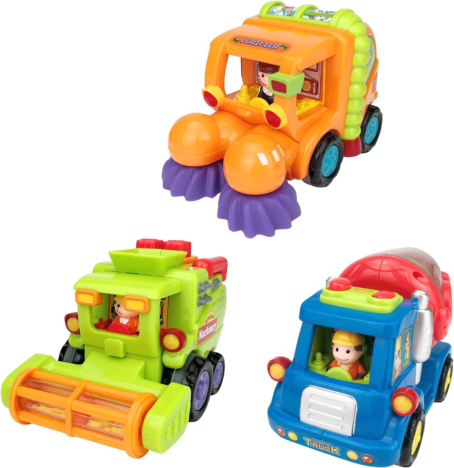 EastSun Farm Toy Cars for 1 Year Olds+, Push and Go Toy Friction