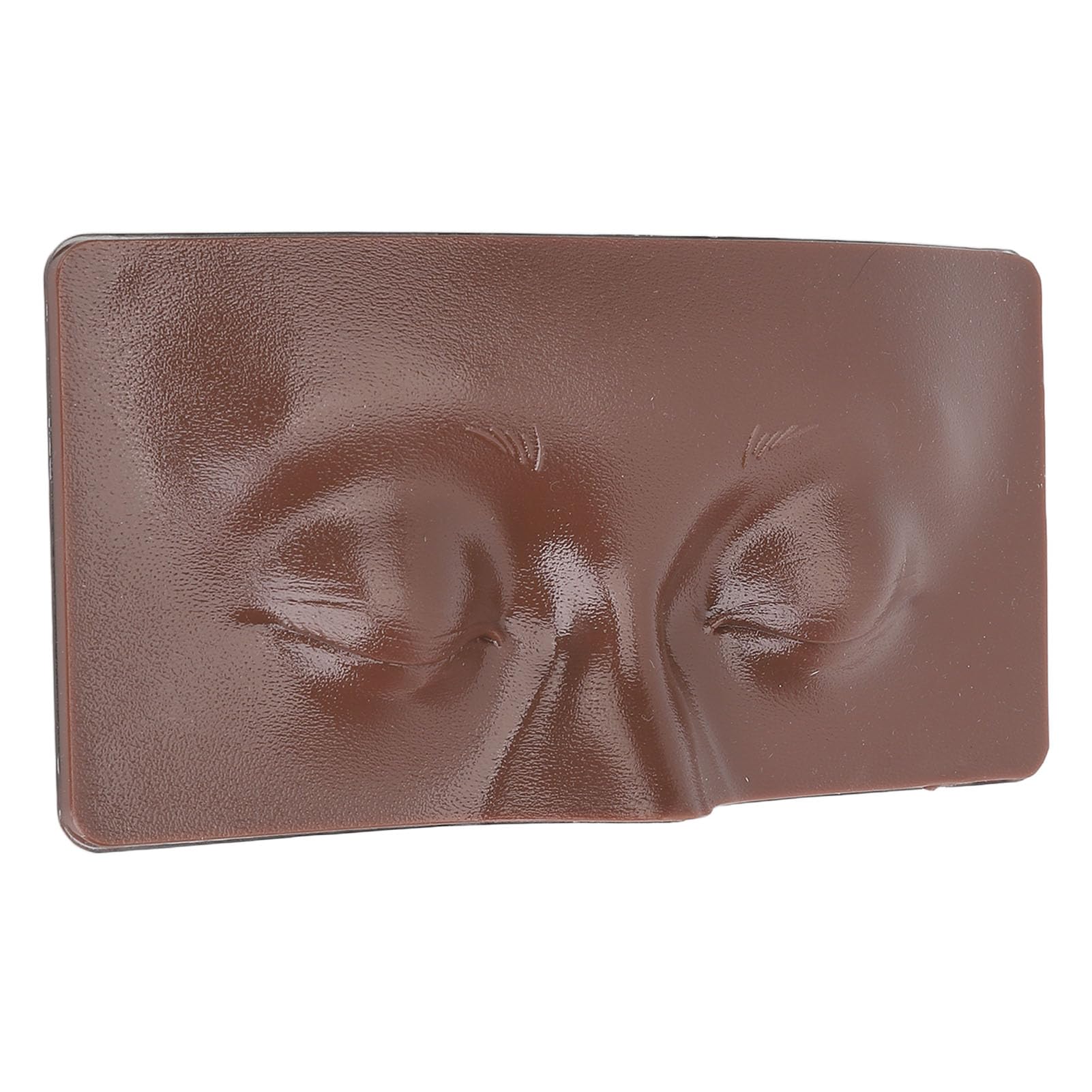 Makeup Practice Face Board 3D Silicone, Closed Eye Mannequin for Eye Makeup Practice with 8pcs Cosmetic Brush (Eyes Closed Dark Skin)