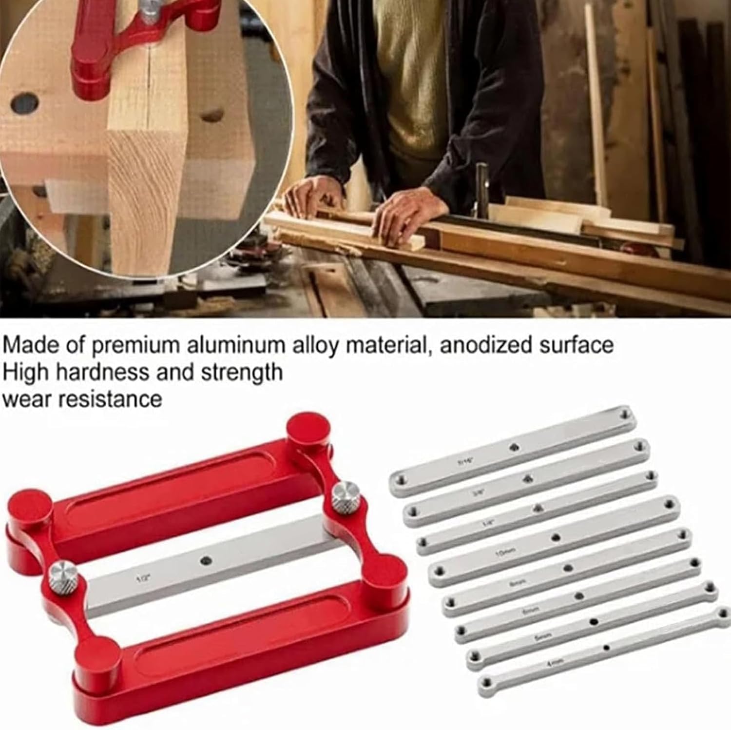Woodworking center locating gauge, stainless steel layout center gauge tool,with stainless steel interchangeable marking rods,precise layout tool for all woodworking proje (Inch/Metric)