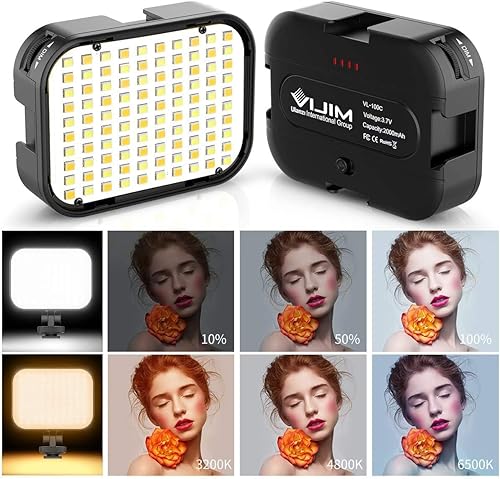 Miniatura 4 de VIJIM VL100C Luz de Video LED Bicolor para Cámara, Mini Luces LED de Cámara Recargables de 2000mAh, CRI95+ Regulable 2500-6500K Iluminación Ultra