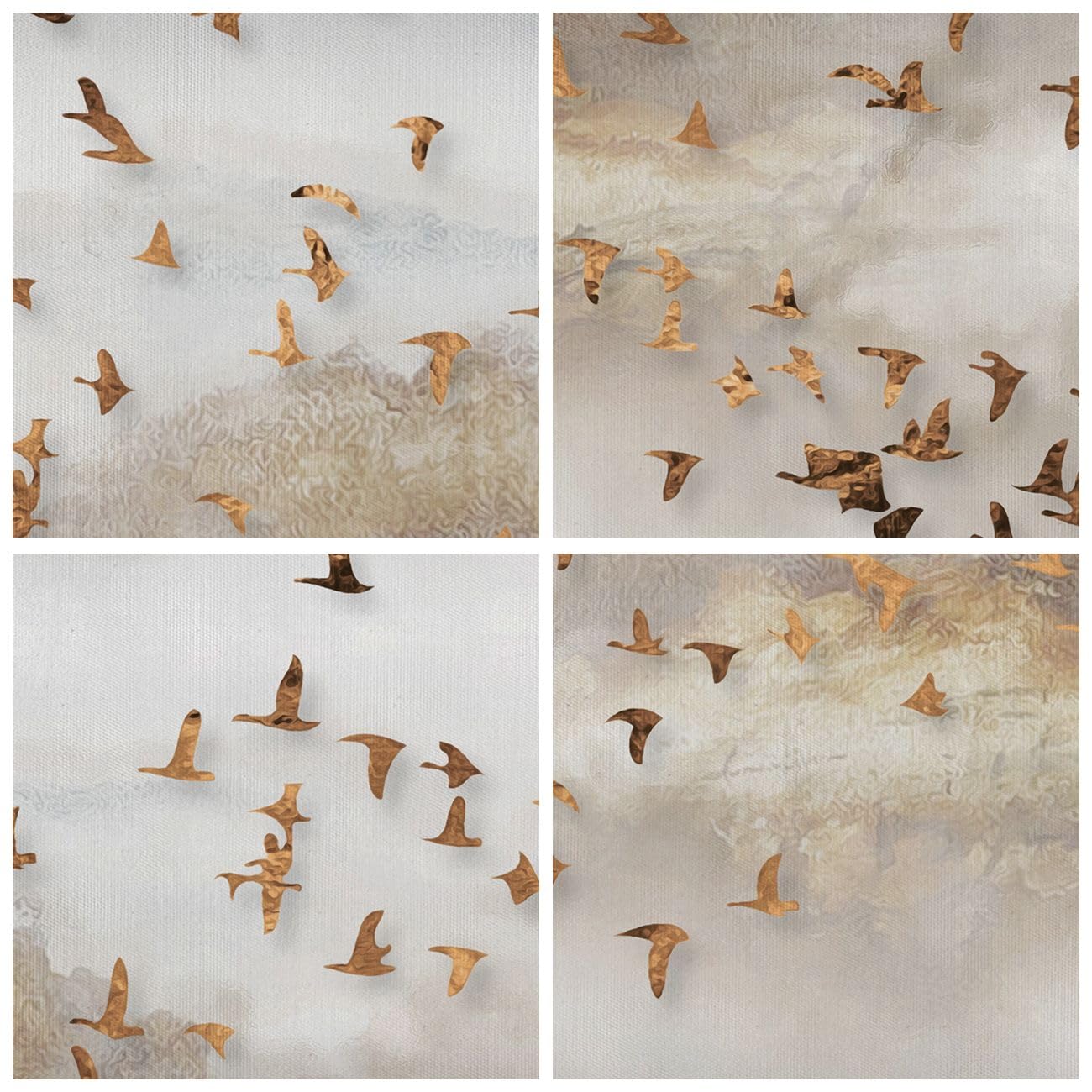 Moderne Impression sur Toile 100x70cm Image Tableau Decoration Murale Des Oiseaux Or Minimalisme Grand Tableaux Decoratifs Muraux Chambre Horizontal Deco Cadre Décoration Salon Art Wall AA100x70-5679