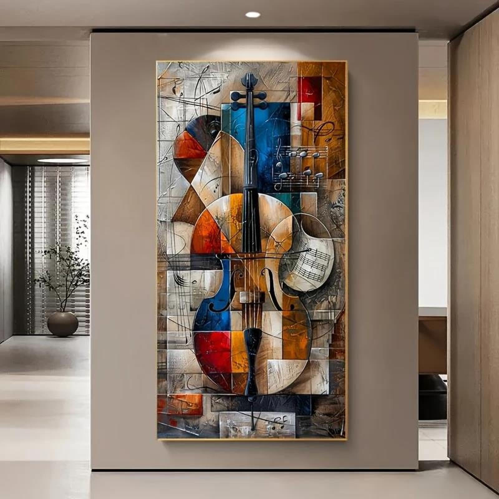 Yocheng Abstract Cello Poster Prints Graffiti Geometric Musical Instrument Canvas Painting Wall Art Picture LivingRoom Home Decor 60x90cm No Frame