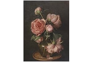Vintage Peony Flower Print Wall Art: Dark Academia's Botanical Canvas Masterpiece