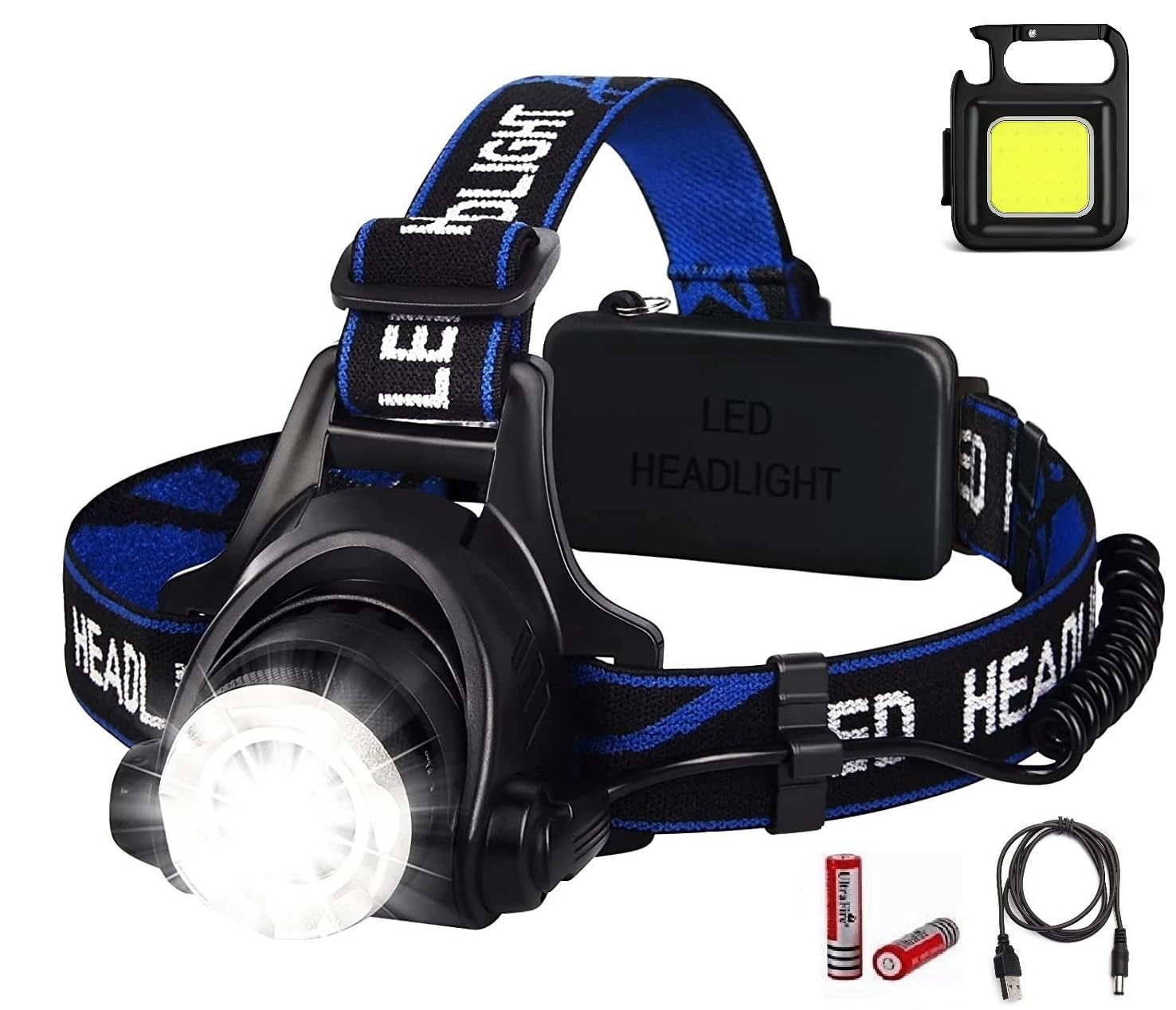 JAMUNESH ENTERPRISE Headlamp Torch, USB Rechargeable Head Lights, Waterproof Zoomable 4 Modes Headlamp Flashlight with Keychain Cob Light for Camping,Trekking (B0BSQZK591) Amazon Price History, Amazon Price Tracker