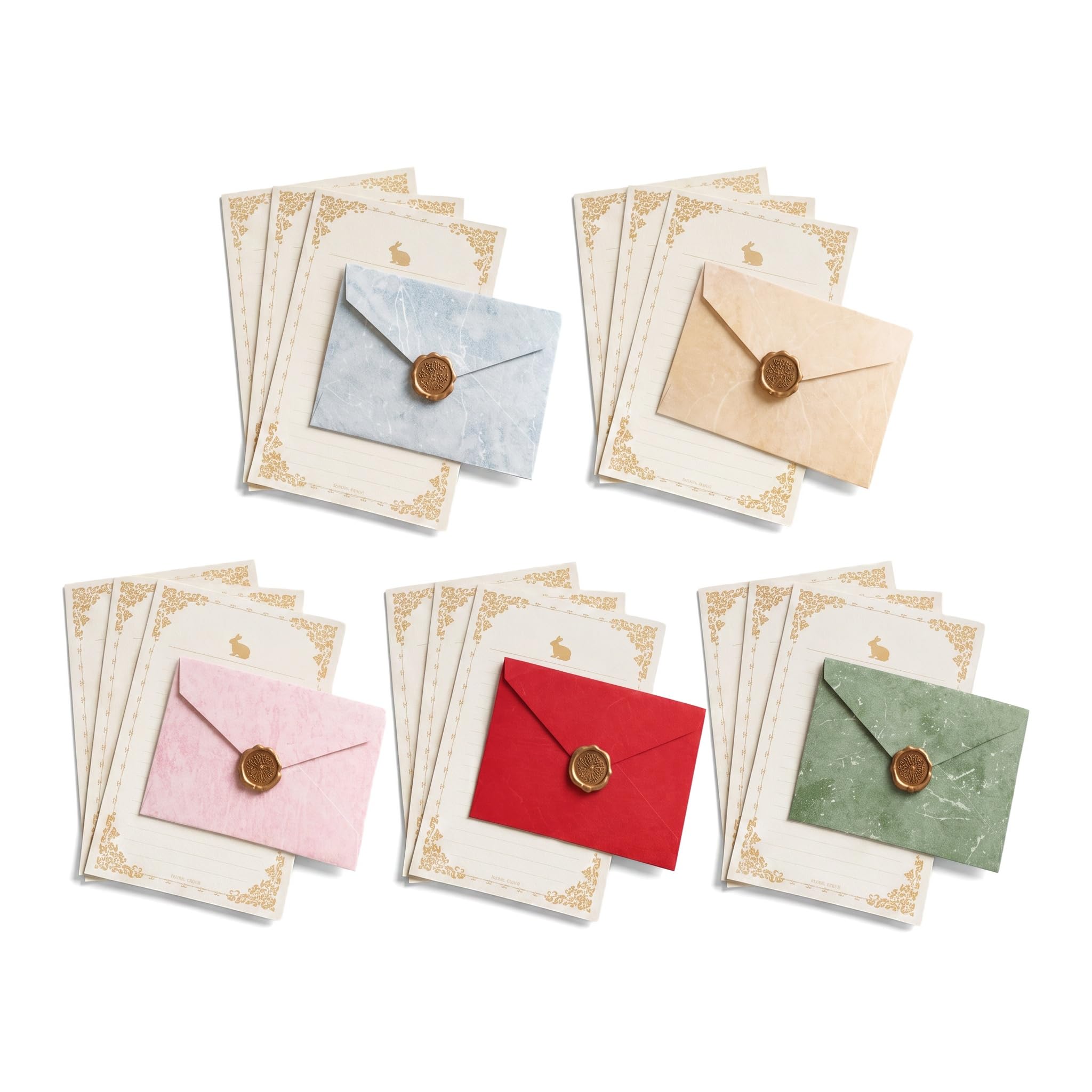 CavspkArt 10 Set Vintage Letter Writing Set – Writing Paper, Envelopes & Wax Stickers