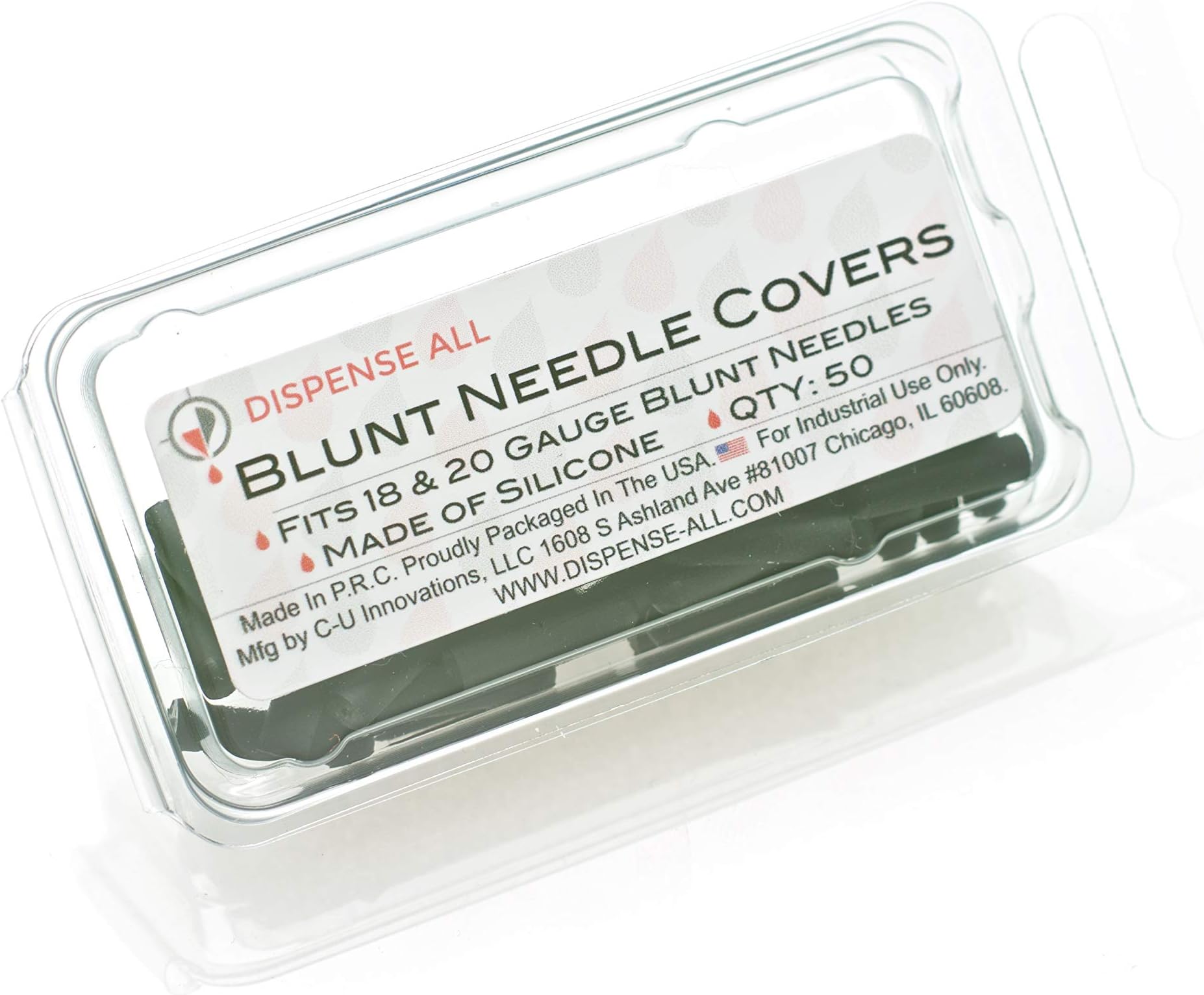 Dispense AllBlunt Needle Covers, Black, Fits 18 & 20 Gauge (Qty 50)
