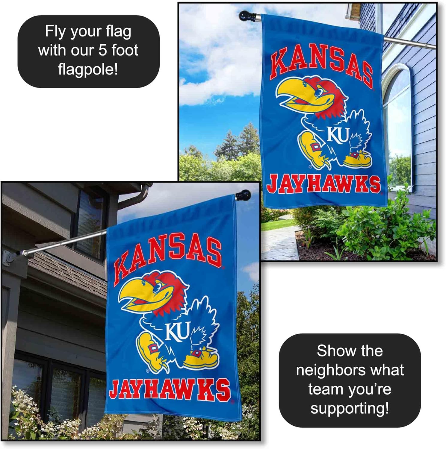 Kansas KU Jayhawks Double Sided House Flag - Image 4