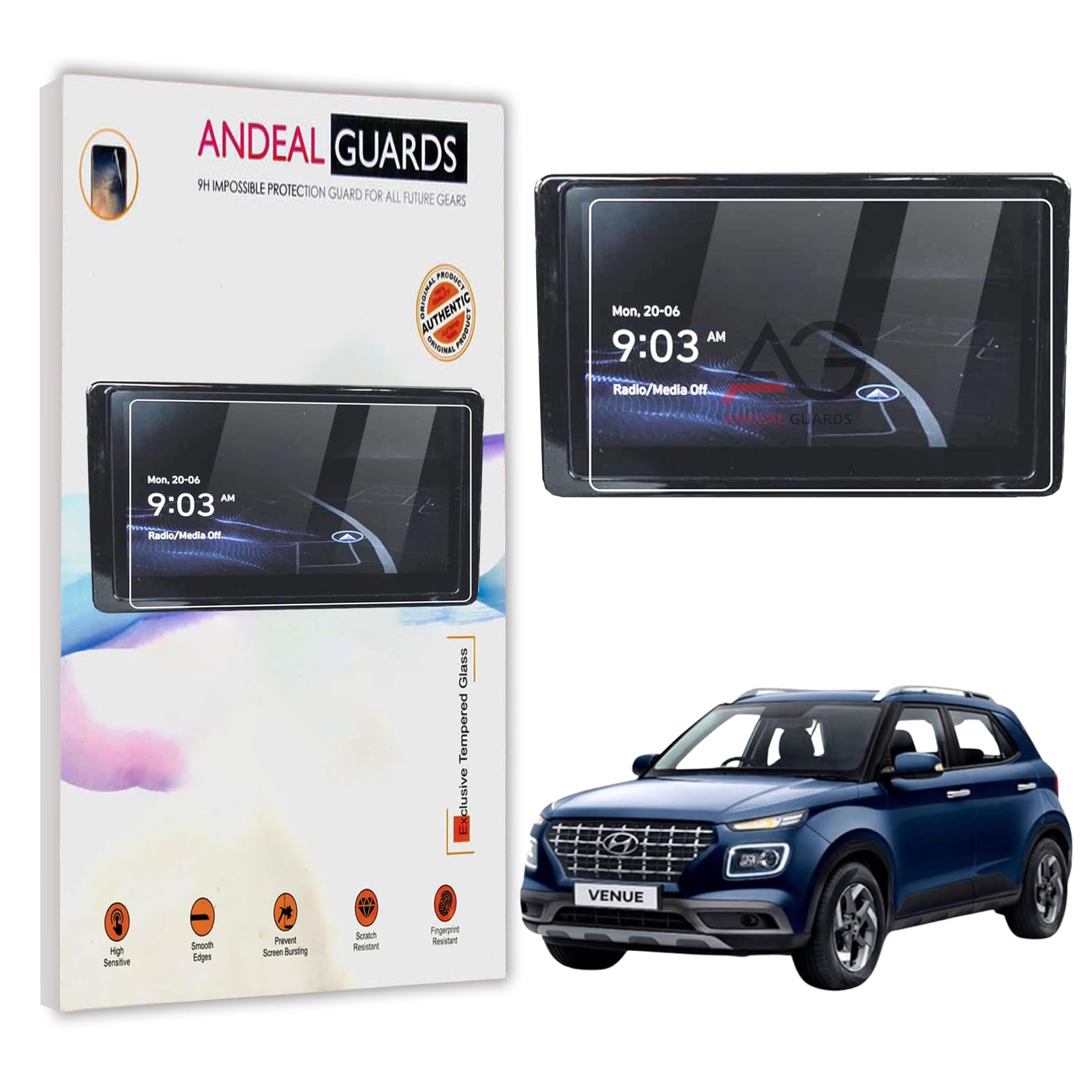 ANDEAL GUARDS Screen Protector Compatible With Hyundai New Venue Facelift Sx(Petrol)/Sx O/N-Line 2022/2023-8 Inch Navigation System (Glossy Finish) Pack Of 1