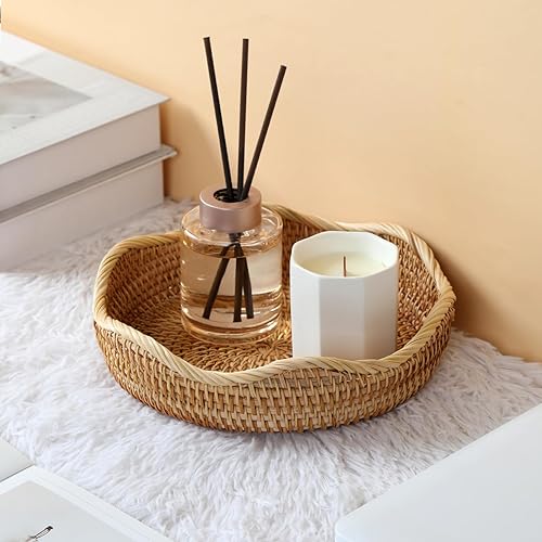 Miniatura 4 de YANGQIHOME Cesta redonda de ratán natural, cestas de almacenamiento tejidas a mano, organizador de mimbre para comedor (juego de 3)