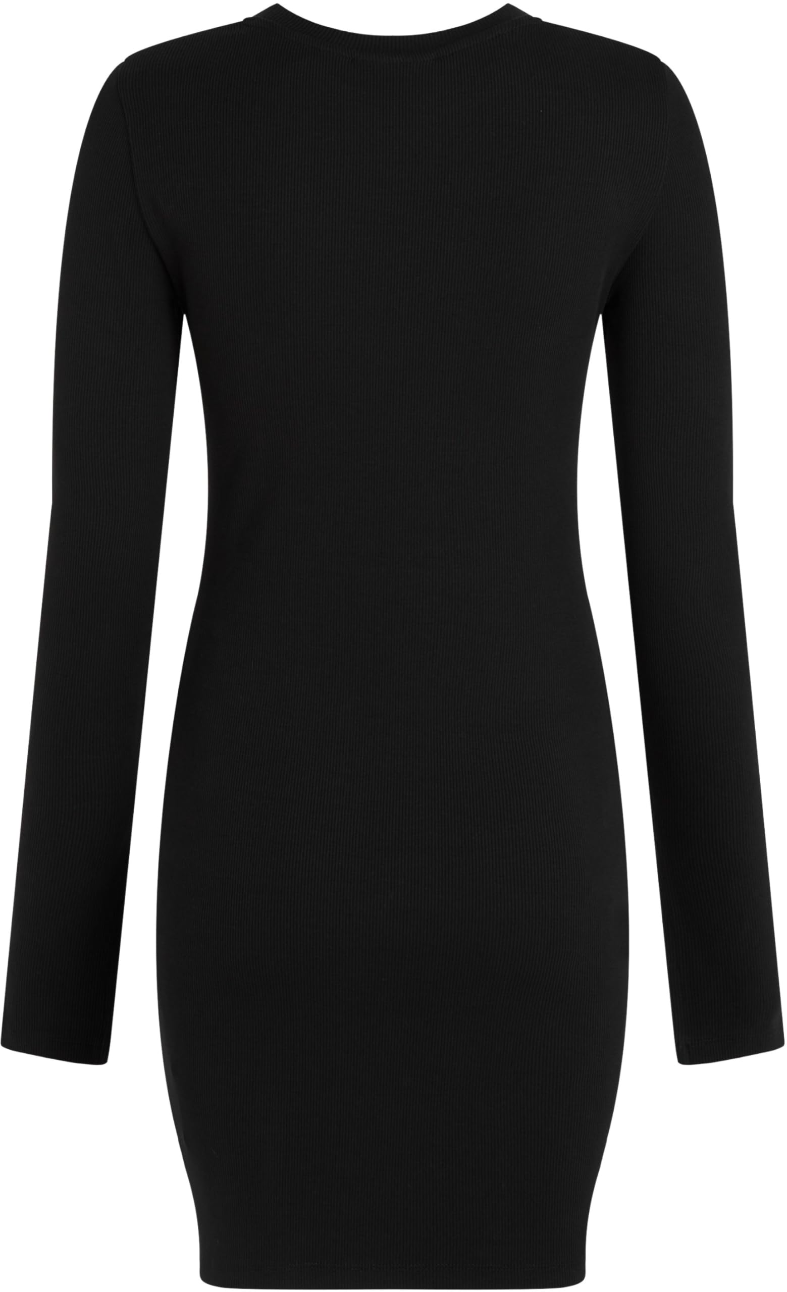 Calvin Klein Donna Abito Woven Label Rib Short Dress Maniche Lunghe