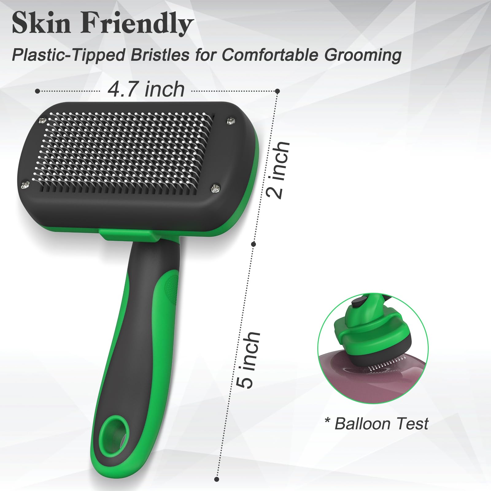 Dipoo Cepillo autolimpiante para perros y gatos, cepillo para gatos que no daña la piel, cepillo de aseo para perros, cepillo para quitar el pelo, cepillo para cachorros para perros peludos, verde